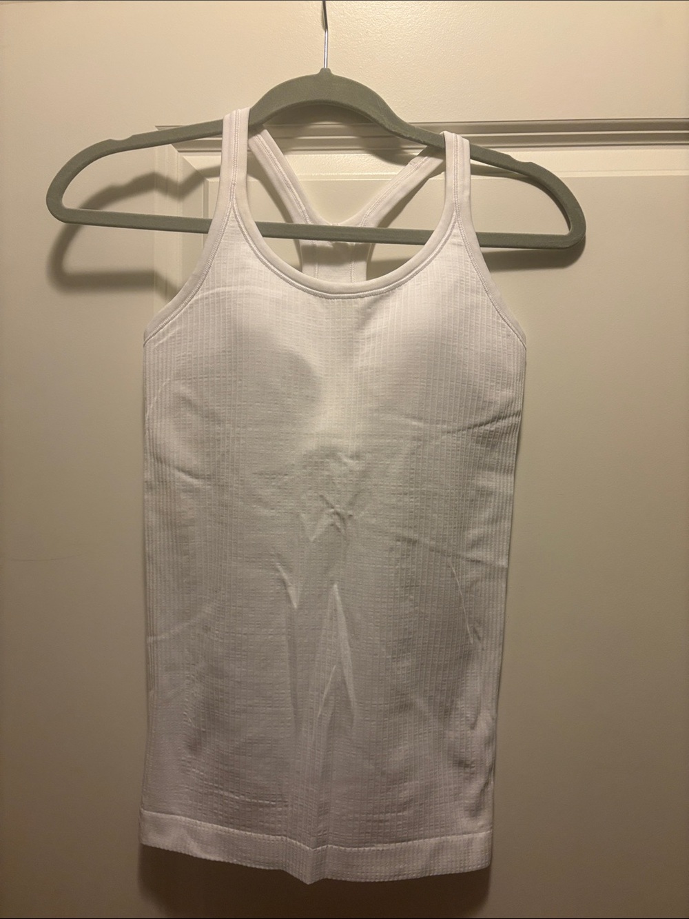 lululemon athletica White Ribbed Cross-Back Tank Top